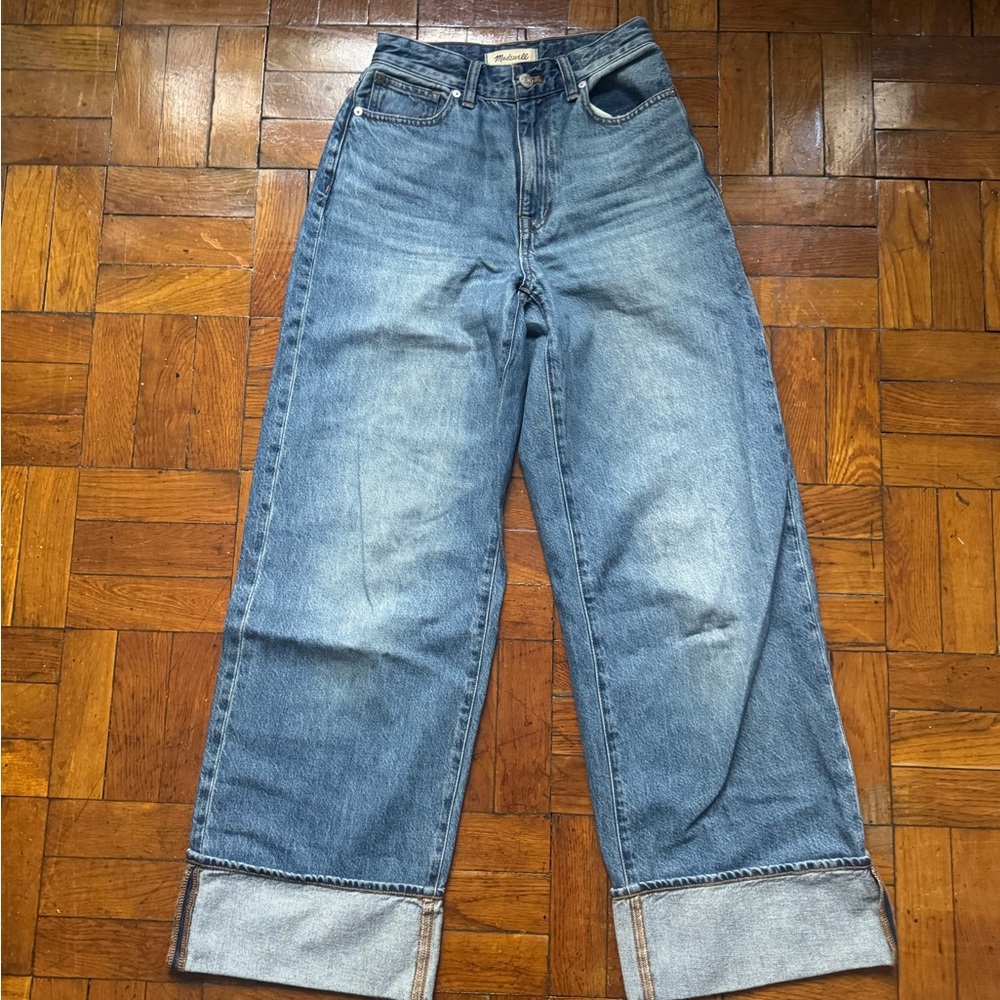 Madewell Curvy Superwide leg jeans cuffed edition